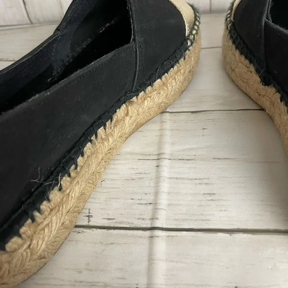Atelier Costa Gold And Black Espadrille- Handmade In Spain Size 37 or 5.5